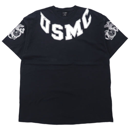 日本然リトテ-古着オンライン-USA製 USMC プリントTシャツ XXLG ブラック コットン アメリカ海兵隊 ミリタリー OLD CORPS ビッグサイズ-USA MADE USMC Print T-Shirt XXLG Black Cotton American Marine Corps Military Old Corps Big Size