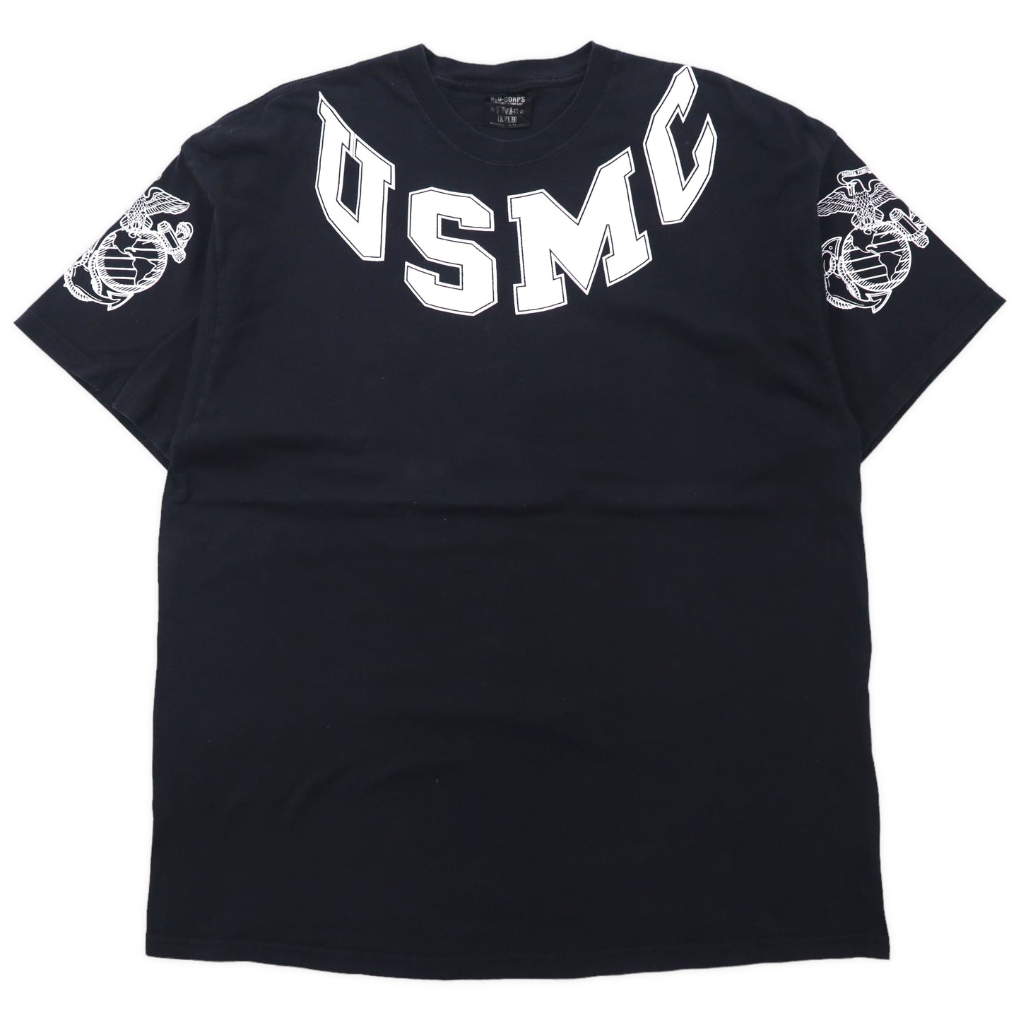 USA製 USMC プリントTシャツ XXLG ブラック コットン アメリカ海兵隊 ミリタリー OLD CORPS ビッグサイズ