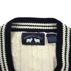 90s Vintage V-neck Knit 90年代 チルデン ニット Vネック セーター L ホワイト ケーブル編み WOODS&GRAY