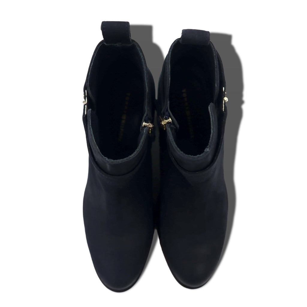 TOMMY HILFIGER Nubuck Leather Short Boots Booties 23.5cm Side Zip ARISON F1285