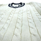 90s Vintage V-neck Knit 90年代 チルデン ニット Vネック セーター L ホワイト ケーブル編み WOODS&GRAY