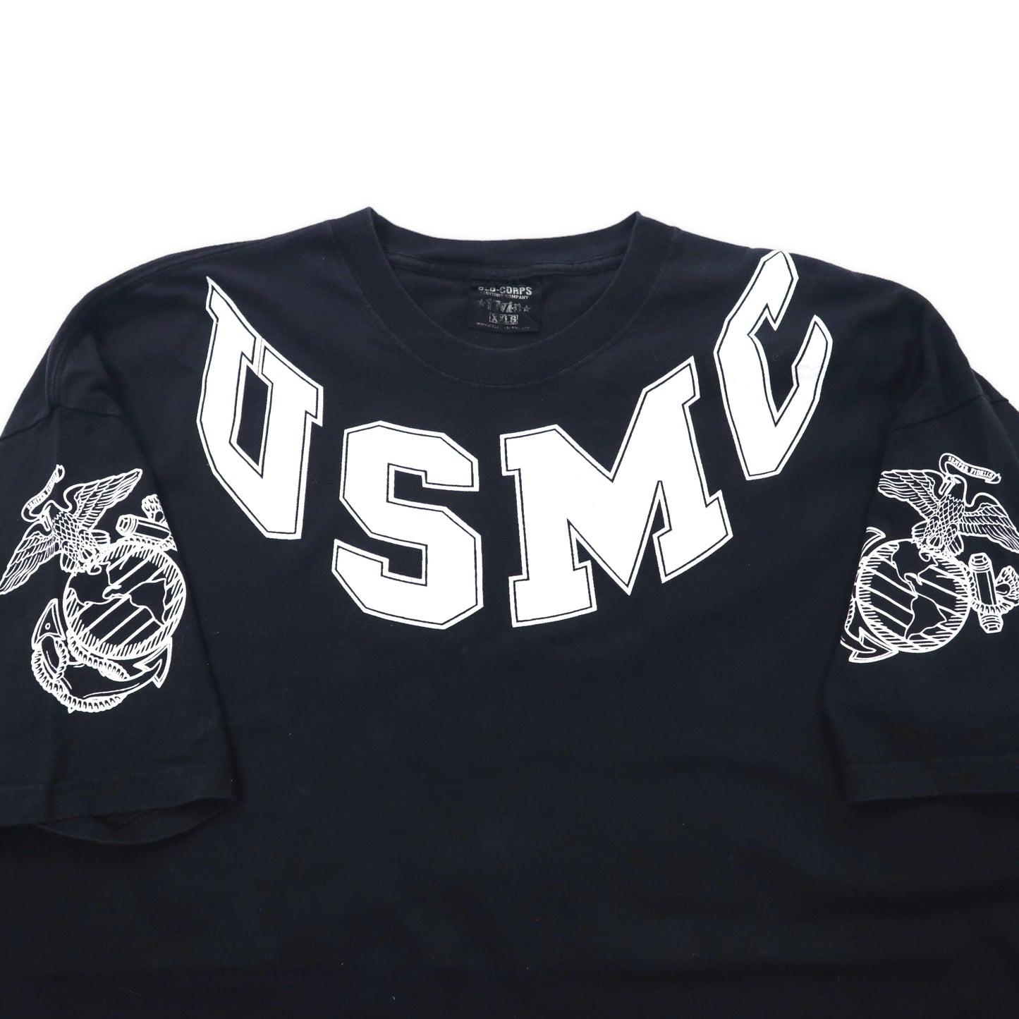 USA製 USMC プリントTシャツ XXLG ブラック コットン アメリカ海兵隊 ミリタリー OLD CORPS ビッグサイズ