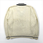90s Vintage V-neck Knit 90年代 チルデン ニット Vネック セーター L ホワイト ケーブル編み WOODS&GRAY