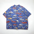 Reyn SPOONER 90s Hawaii (USA) Made AMERICAN CLASSICS Classic Car Aloha Shirt, Size 2XL, Blue Rayon, Chevrolet