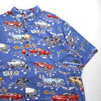 Reyn SPOONER 90s Hawaii (USA) Made AMERICAN CLASSICS Classic Car Aloha Shirt, Size 2XL, Blue Rayon, Chevrolet