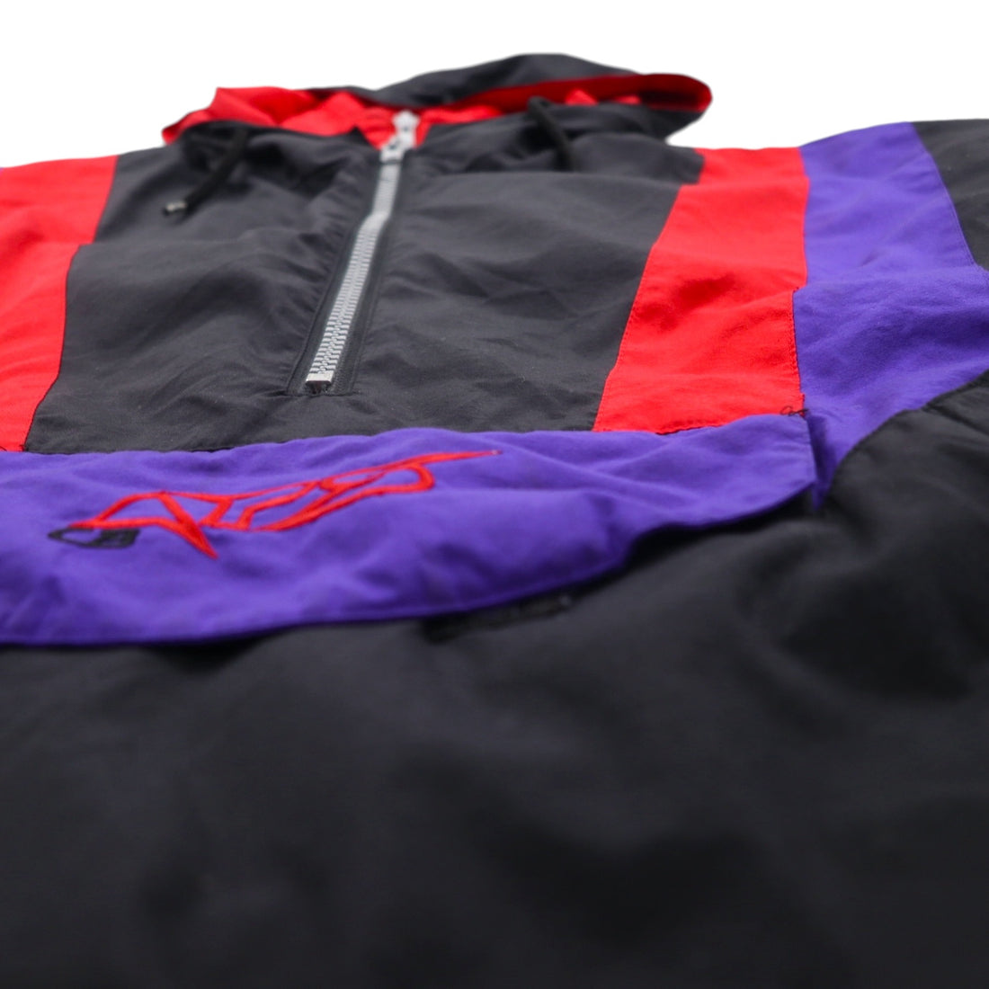 90s Vintage Anorak Parka, Layered Anorak, XL, Color Block, Drawcord, Side Zipper, Slit, APS CB SPORTS