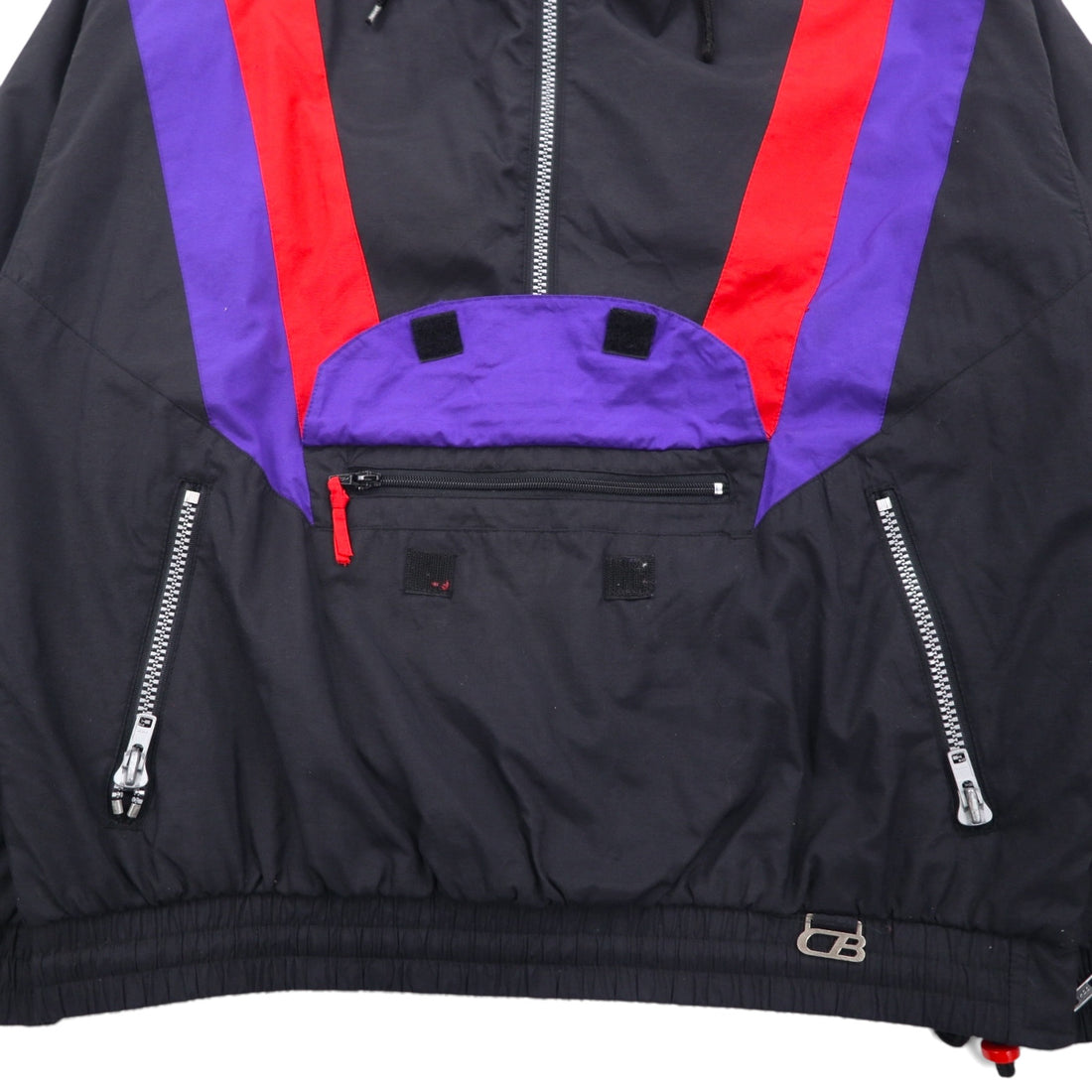 90s Vintage Anorak Parka, Layered Anorak, XL, Color Block, Drawcord, Side Zipper, Slit, APS CB SPORTS