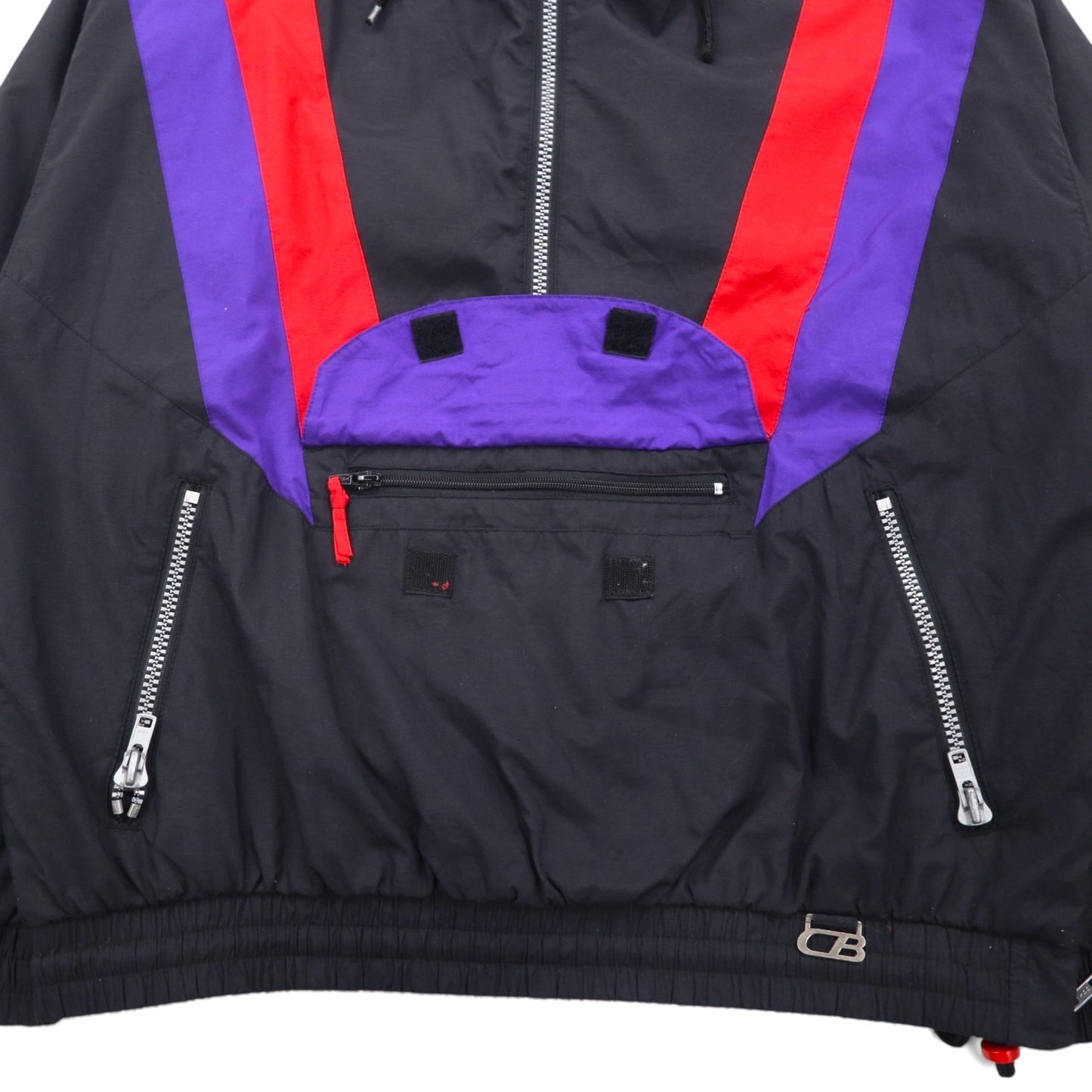 90s Vintage Anorak Parka 90年代 レイヤード アノラックパーカー XL カラーブロック ドローコード サイドジップ スリット APS CB SPORTS