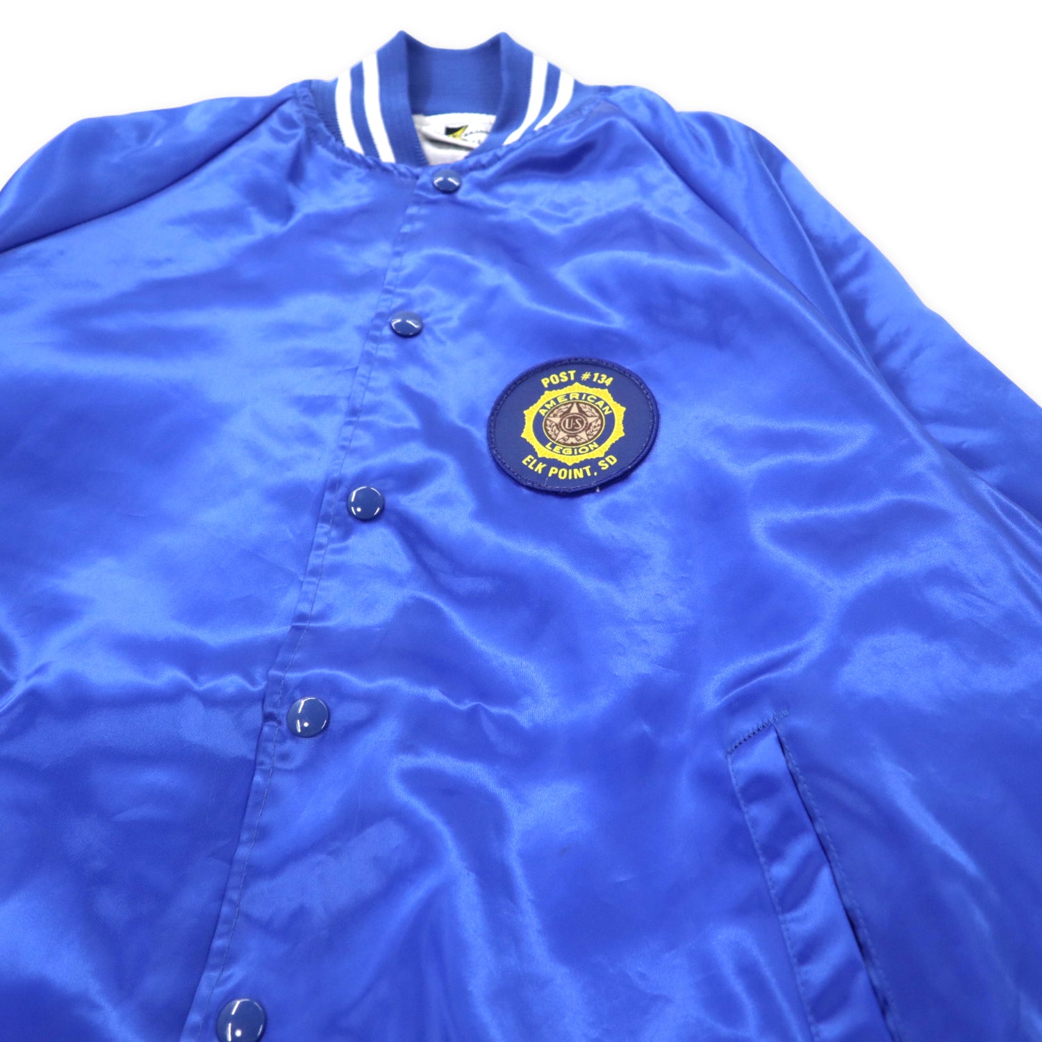 K-Brand USA MADE 80s Nylon Varsity Jacket L Blue American Legion