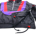 90s Vintage Anorak Parka, Layered Anorak, XL, Color Block, Drawcord, Side Zipper, Slit, APS CB SPORTS