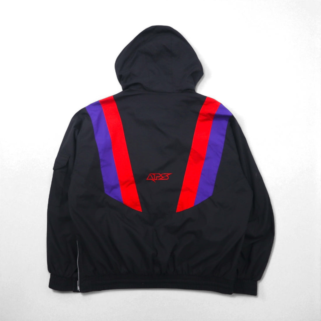 90s Vintage Anorak Parka, Layered Anorak, XL, Color Block, Drawcord, Side Zipper, Slit, APS CB SPORTS