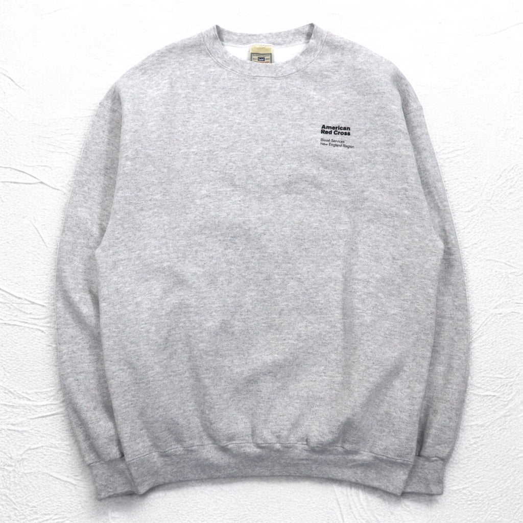 Lee 90s Ultraweight Sweatshirt, Large, Grey, Fleece Lining, US Company, American Red Cross Embroidery, Made in Mexico