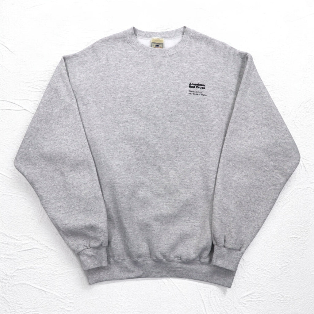 Lee 90s Ultraweight Sweatshirt, Large, Grey, Fleece Lining, US Company, American Red Cross Embroidery, Made in Mexico