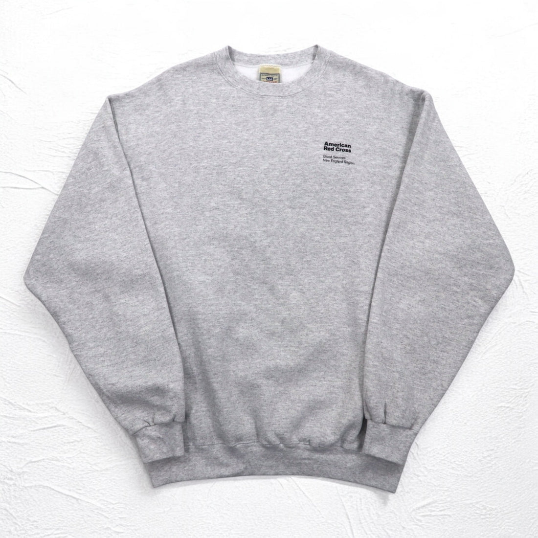 Lee 90s Ultraweight Sweatshirt, Large, Grey, Fleece Lining, US Company, American Red Cross Embroidery, Made in Mexico