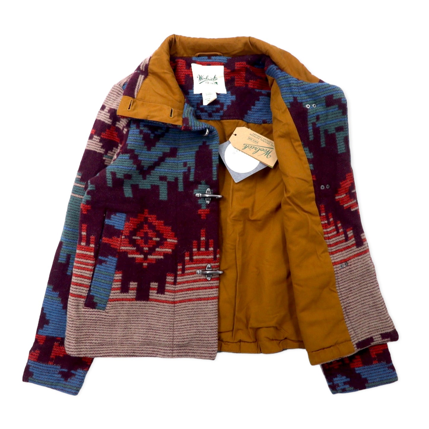 Woolrich ジャガード ウール ファイヤーマンジャケット S ブルー ウール チマヨ柄 Women's Century Wool Jacquard Jacket  Unused