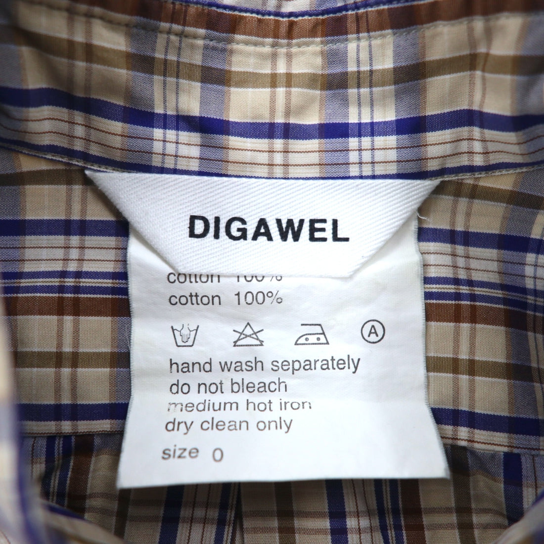 DIGAWEL Button-down Shirt S Beige Navy Cotton Made in Japan
