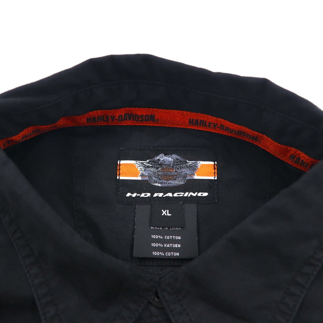 HARLEY DAVIDSON RACING 半袖 レーシングシャツ XL ブラック コットン ダブルポケット バックロゴ刺繍