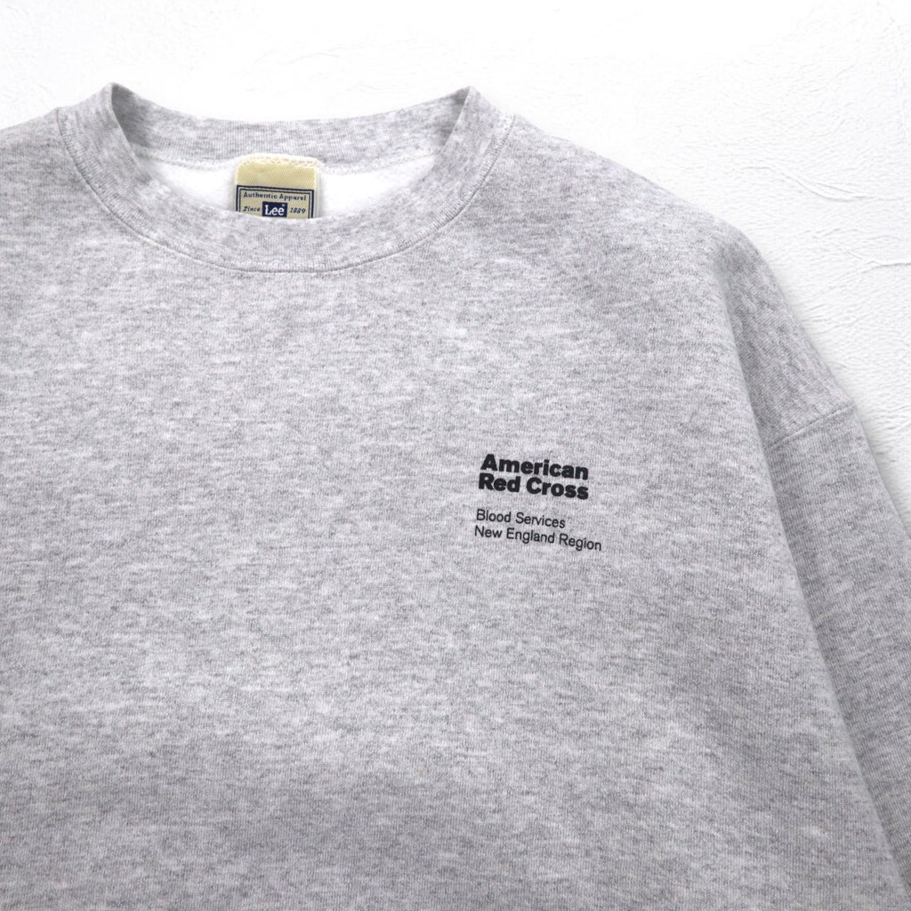 Lee 90s Ultraweight Sweatshirt, Large, Grey, Fleece Lining, US Company, American Red Cross Embroidery, Made in Mexico