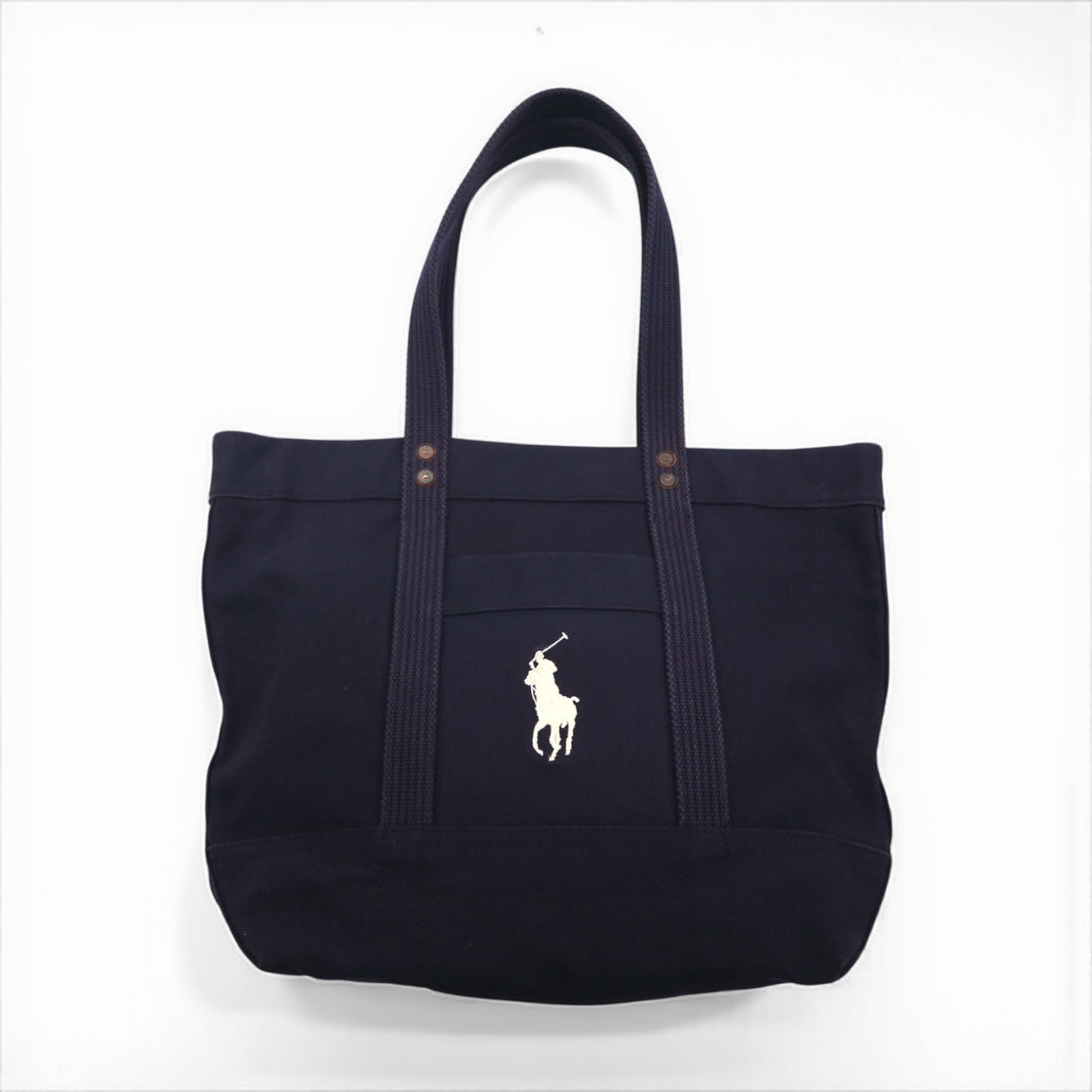 Polo Ralph Lauren tote bag in navy cotton and canvas with embroidered pony.