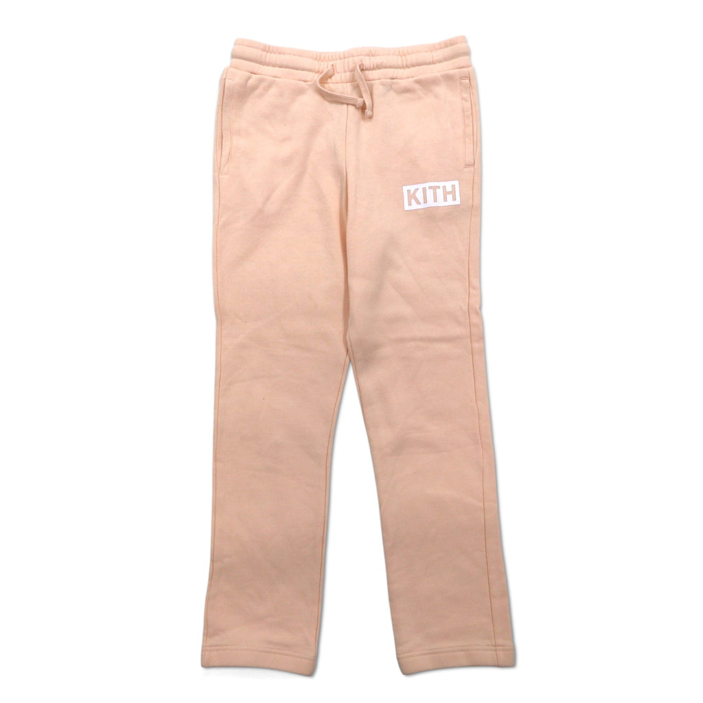 KITH Sweatpants M Pink Beige Cotton Box Logo Print Fleece Lining