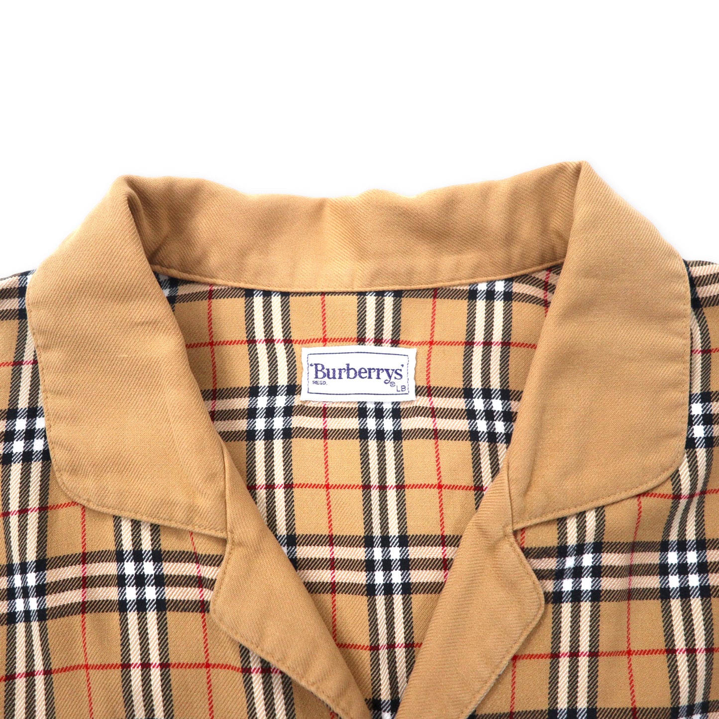 BURBERRYS CHECKED Open COLLAR Shirt Pajamas Shirt L Beige Cotton