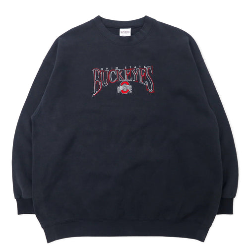 日本然リトテ-古着オンライン-B WEAR USA製 90年代 カレッジ刺繍 スウェット XXL ブラック コットン OHIO STATE BUCKEYES ビッグサイズ-B Wear USA MADE 90s College embroidery Sweatshirt XXL Black Cotton OHIO STATE BUCKEYES Big Size