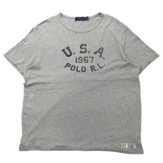 日本然リトテ-古着オンライン-POLO RALPH LAUREN U.S.A. 染み込みプリント Tシャツ XXL グレー コットン ビッグサイズ-POLO RALPH LAUREN U.S.A. Doses Print T-Shirt XXL Gray Cotton Big Size