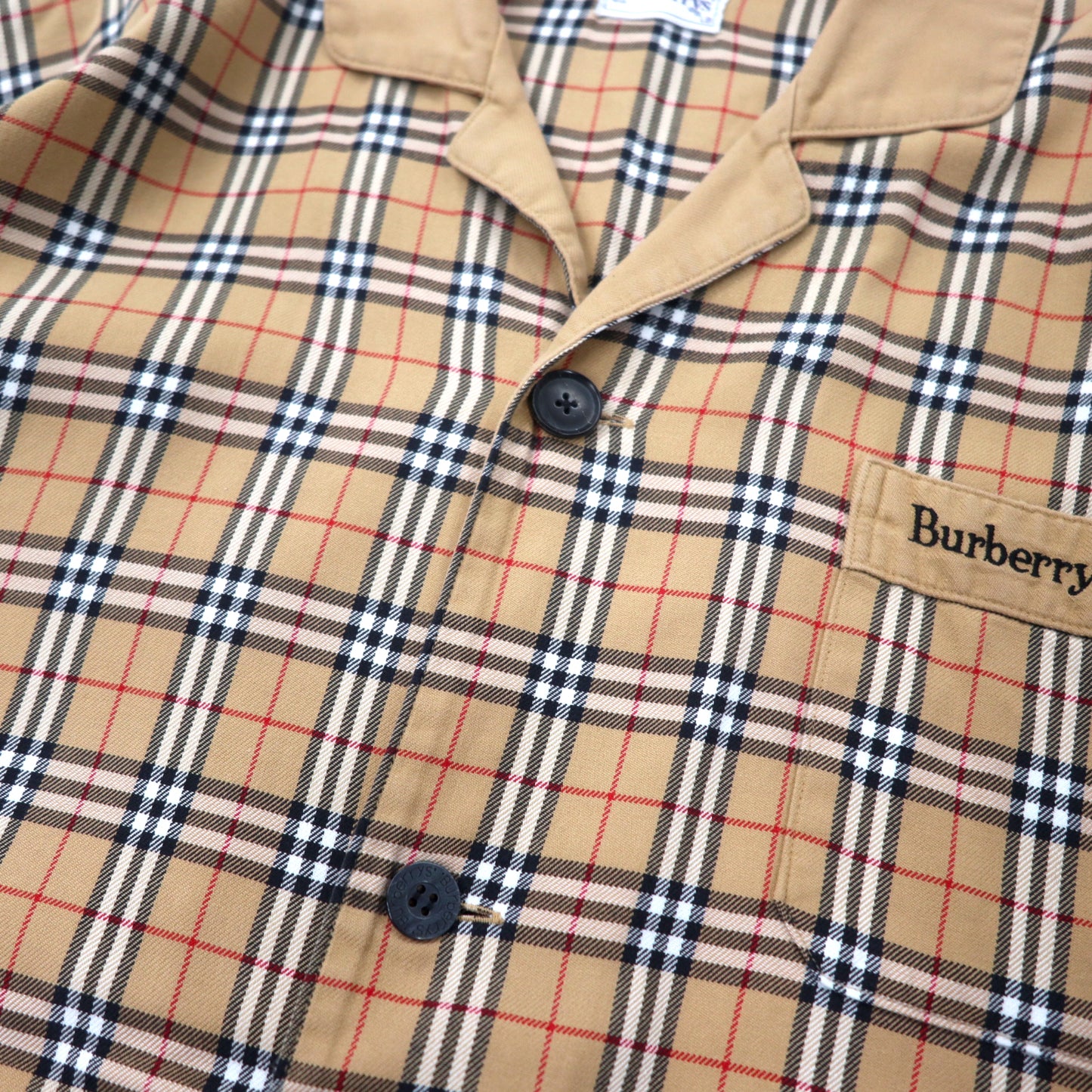 BURBERRYS CHECKED Open COLLAR Shirt Pajamas Shirt L Beige