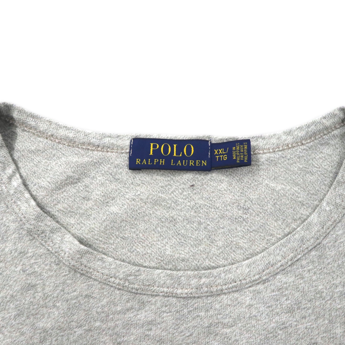 POLO RALPH LAUREN U.S.A. 染み込みプリント Tシャツ XXL グレー コットン ビッグサイズ