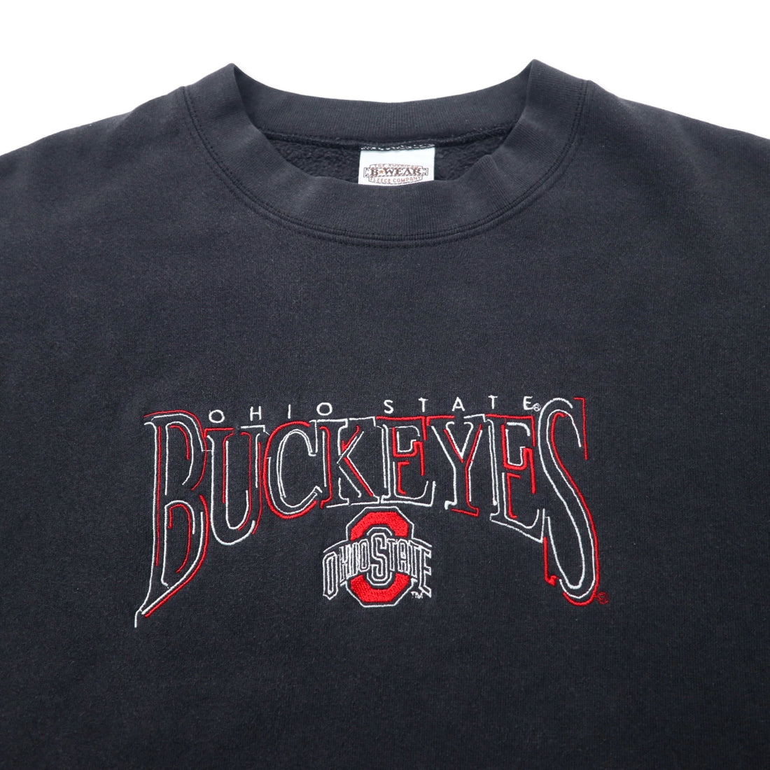 B WEAR USA Made 90s College Embroidered Sweatshirt XXL Black Cotton OHIO STATE BUCKEYES Big Size