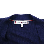 TOMMY HILFIGER ロングカーディガン リネン ニット M ネイビー レーヨン リブ編み