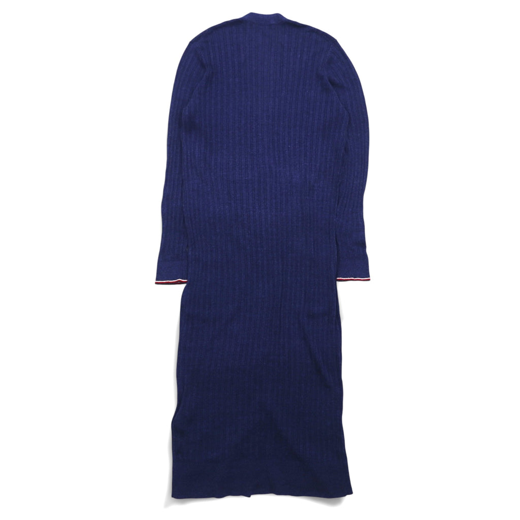 TOMMY HILFIGER ロングカーディガン リネン ニット M ネイビー レーヨン リブ編み