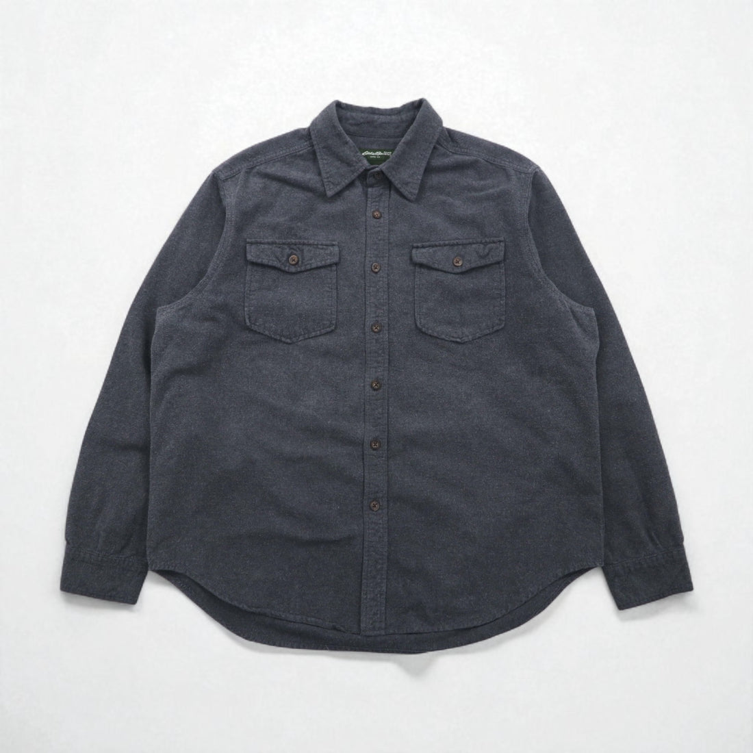 Eddie Bauer Chamois Cloth Flannel Work Shirt, Size L, Gray, Cotton, Double Pocket