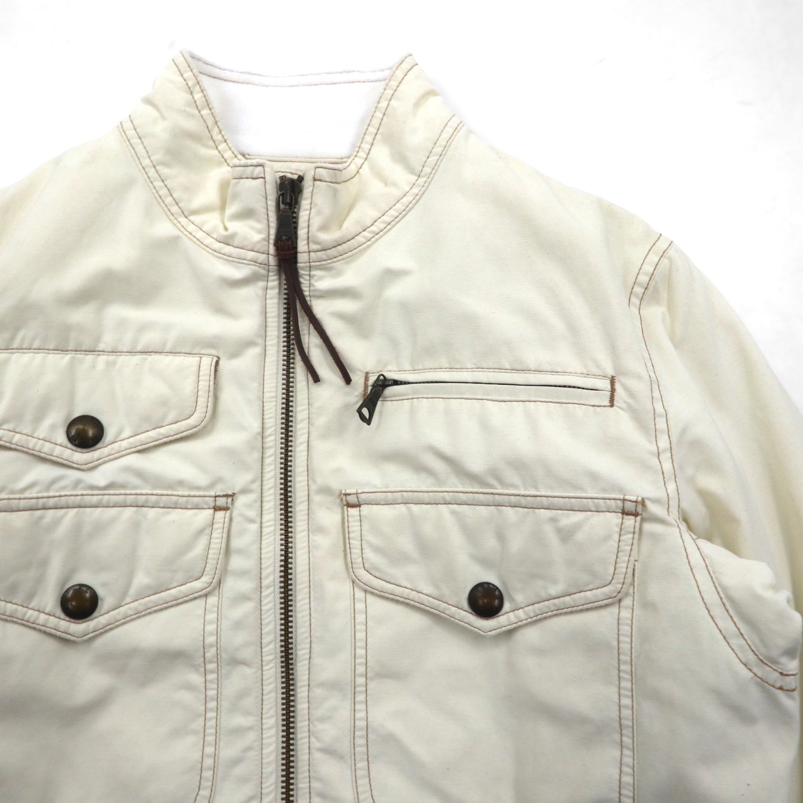 Ralph Lauren 90s Motorcycle Jacket, Size M, White, Nylon with PRIMALOFT Padding