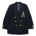 日本然リトテ-古着オンライン-80年代 VALENZA PO SPORTS カシミヤ混 ダブルブレスト テーラードジャケット 40 ブラック ウール 金ボタン エンブレムロゴ 日本製-80's VALENZA PO SPORTS Cashmere Blend Double Breasted Tailored Jacket 40 Black Wool Gold Button Emblem Logo Japan Made