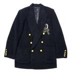 日本然リトテ-古着オンライン-80年代 VALENZA PO SPORTS カシミヤ混 ダブルブレスト テーラードジャケット 40 ブラック ウール 金ボタン エンブレムロゴ 日本製-80's VALENZA PO SPORTS Cashmere Blend Double Breasted Tailored Jacket 40 Black Wool Gold Button Emblem Logo Japan Made