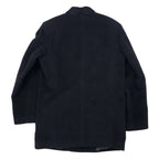 80s VALENZA PO SPORTS Cashmere Blend Double Breasted Tailored Jacket Size 40 Black Wool Gold Buttons Emblem Logo Made in Japan