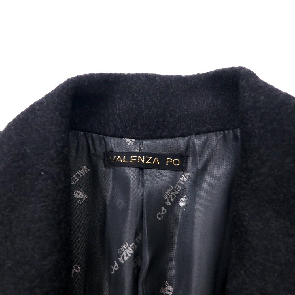 80s VALENZA PO SPORTS Cashmere Blend Double Breasted Tailored Jacket Size 40 Black Wool Gold Buttons Emblem Logo Made in Japan