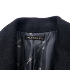80s VALENZA PO SPORTS Cashmere Blend Double Breasted Tailored Jacket Size 40 Black Wool Gold Buttons Emblem Logo Made in Japan
