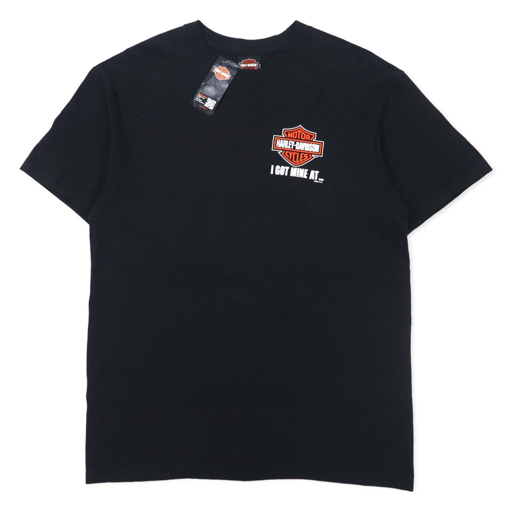日本然リトテ-古着オンライン-HARLEY DAVIDSON ロゴプリント Tシャツ L ブラック コットン MACON GEORGIA ニカラグア製 未使用品-HARLEY DAVIDSON Logo Print T-Shirt L Black Cotton MACON GEORGIA Nicaragua Made Unused