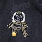 80s VALENZA PO SPORTS Cashmere Blend Double Breasted Tailored Jacket Size 40 Black Wool Gold Buttons Emblem Logo Made in Japan