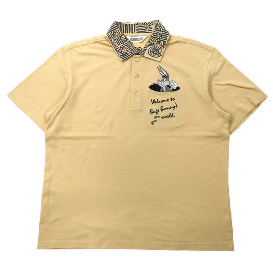 GREEN CLUBS × Warner Bros. 90年代 キャラクター刺繍 ポロシャツ 5 ベージュ コットン LOONEY TUNES バッグスバニー 日本製