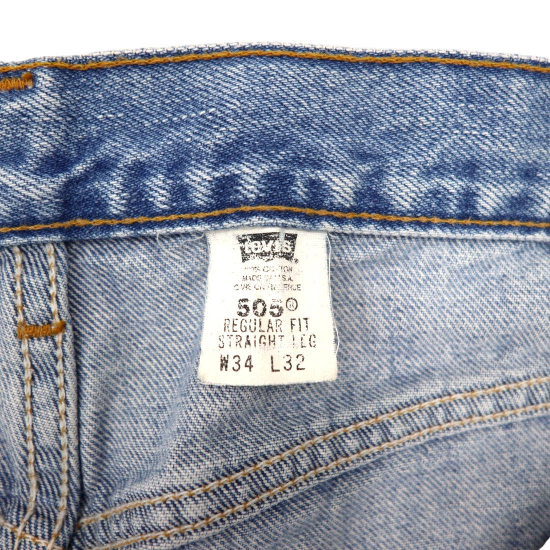 Levi's USA made 00's 505 ice wash denim pants size 34 blue cotton zipper fly regular fit straight leg 505-4834