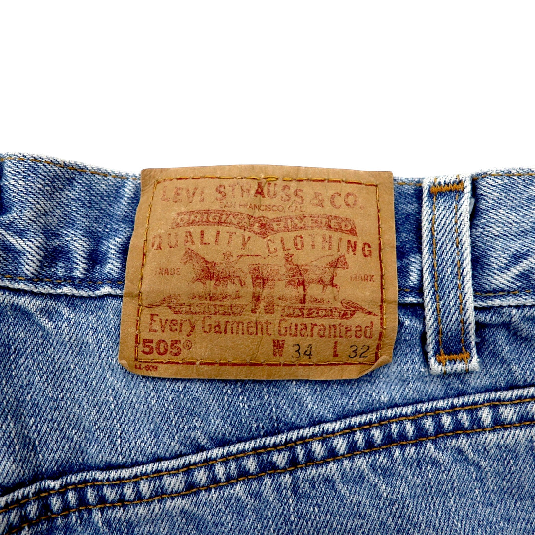Levi's USA made 00's 505 ice wash denim pants size 34 blue cotton zipper fly regular fit straight leg 505-4834