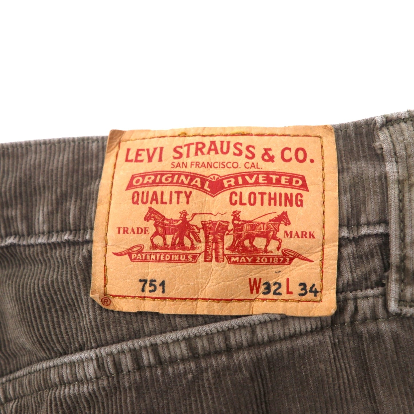 Levi's ユーロリーバイス 751 コーデュロイ パンツ 32 グレー コットン ジッパーフライ 751-8415 トルコ製