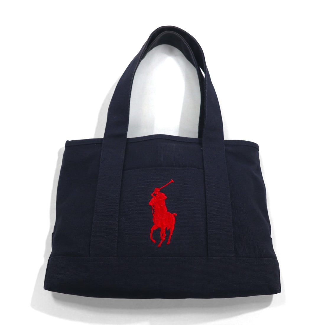 POLO RALPH LAUREN Canvas Tote Bag Navy with Big Pony Embroidery