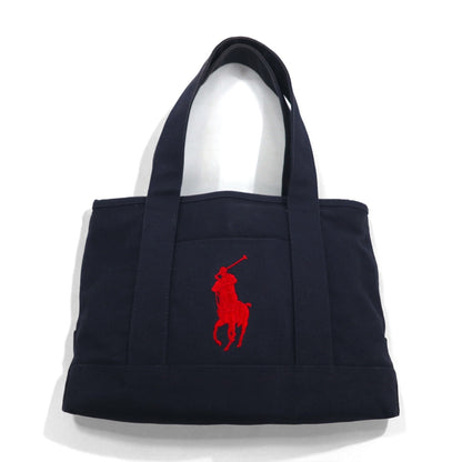 POLO RALPH LAUREN キャンバス トートバッグ ネイビー ビッグポニー 刺繡