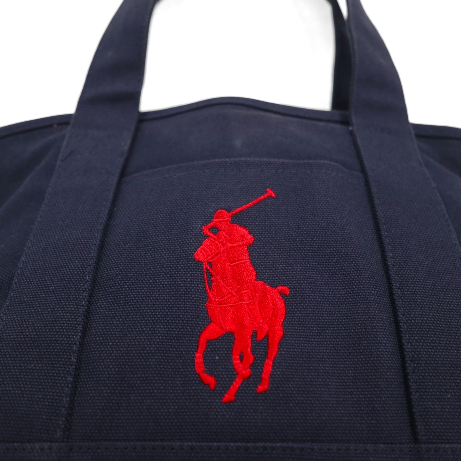 POLO RALPH LAUREN Canvas Tote Bag Navy with Big Pony Embroidery