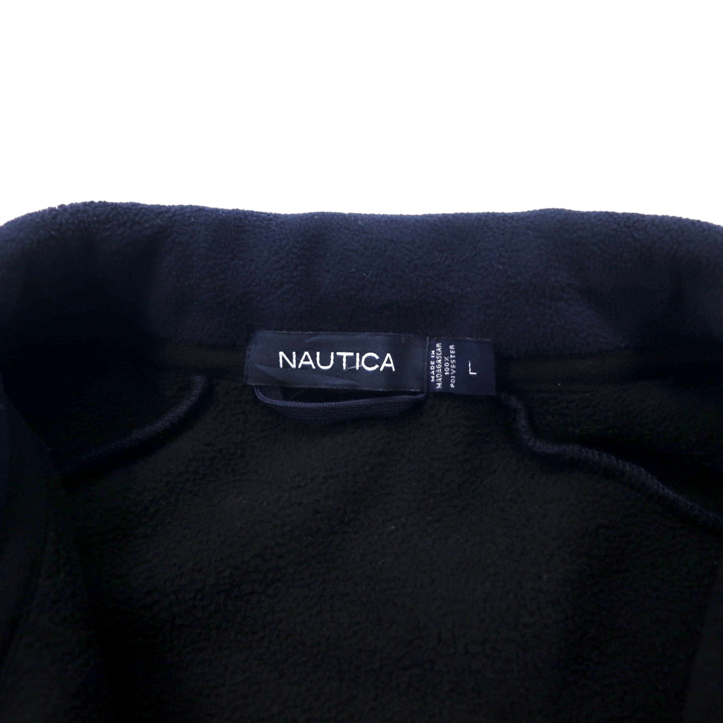 NAUTICA フルジップ フリースジャケット L ネイビー ポリエステル ワンポイントロゴ刺繍