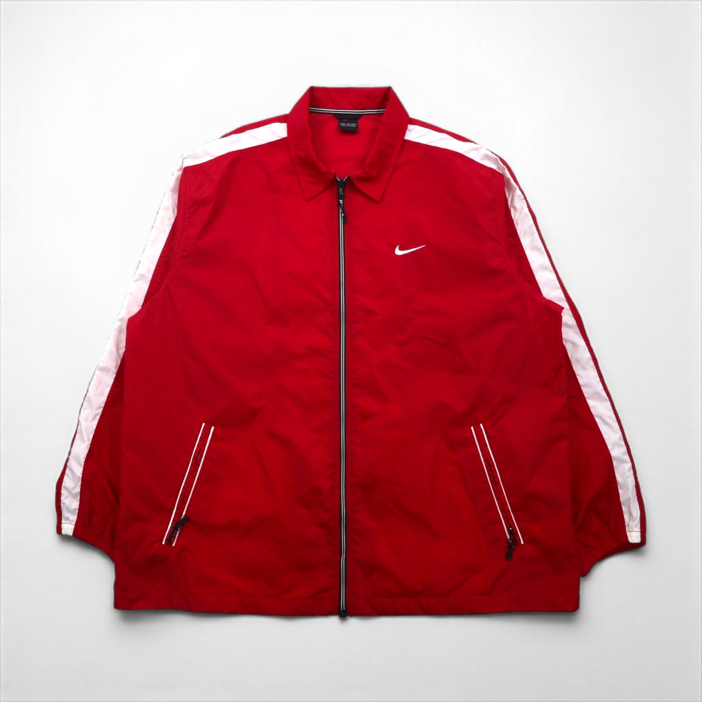 NIKE 90s Nylon Track Jacket, XL, Red, Nylon, Black Tag